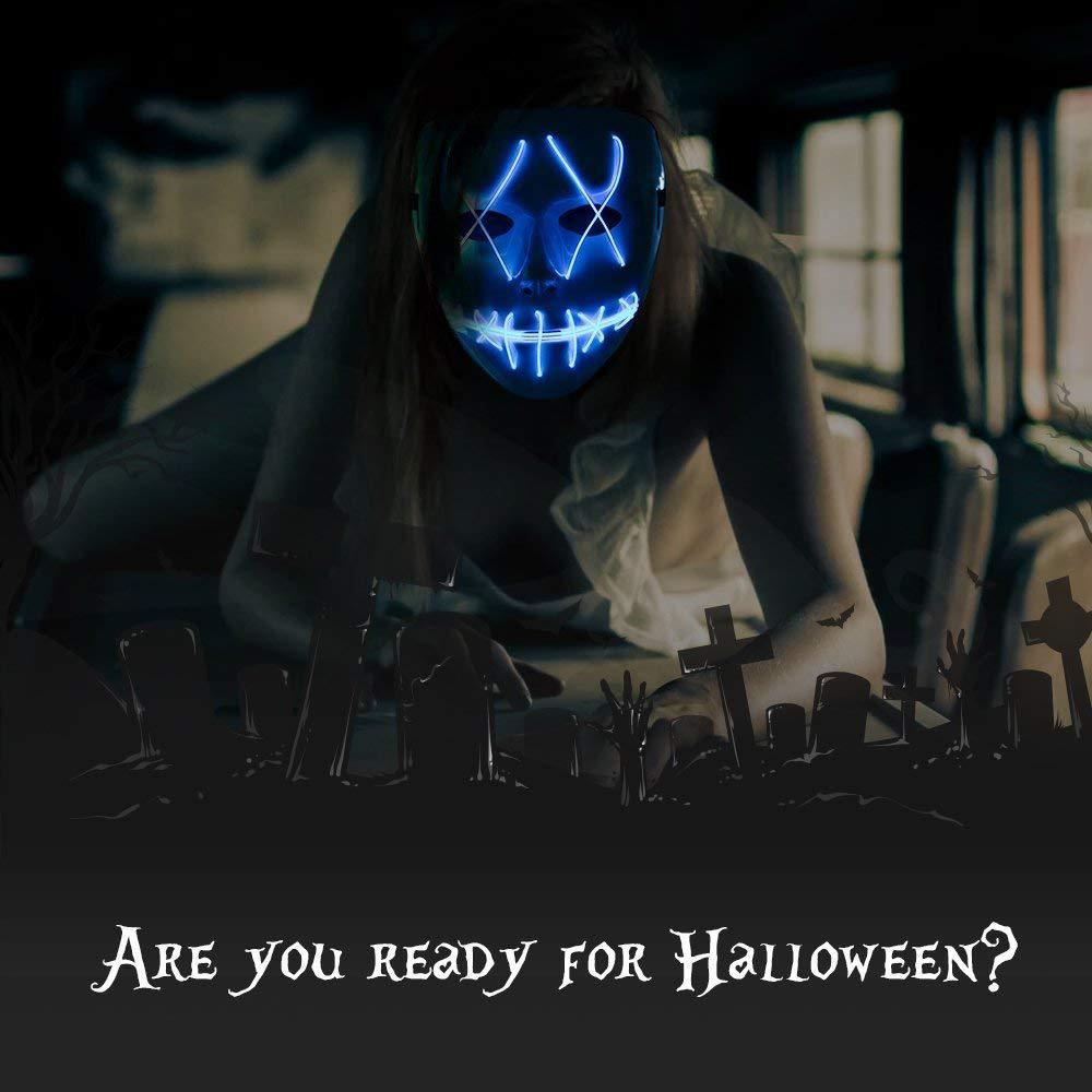 Популярная светодиодная маска ужасов на Хэллоуин с призраком и шагом El Wire