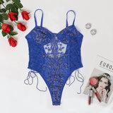 Lace Flower Embroidery Strappy Sheer Bodysuit - Sexy Transparent Temptation for Women
