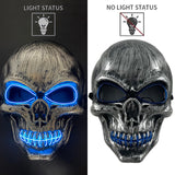 Halloween Ghost Face Mask Terror Sewing Mouth Skull Mask LED Luminous Mask Fluorescent Atmosphere Party Prop