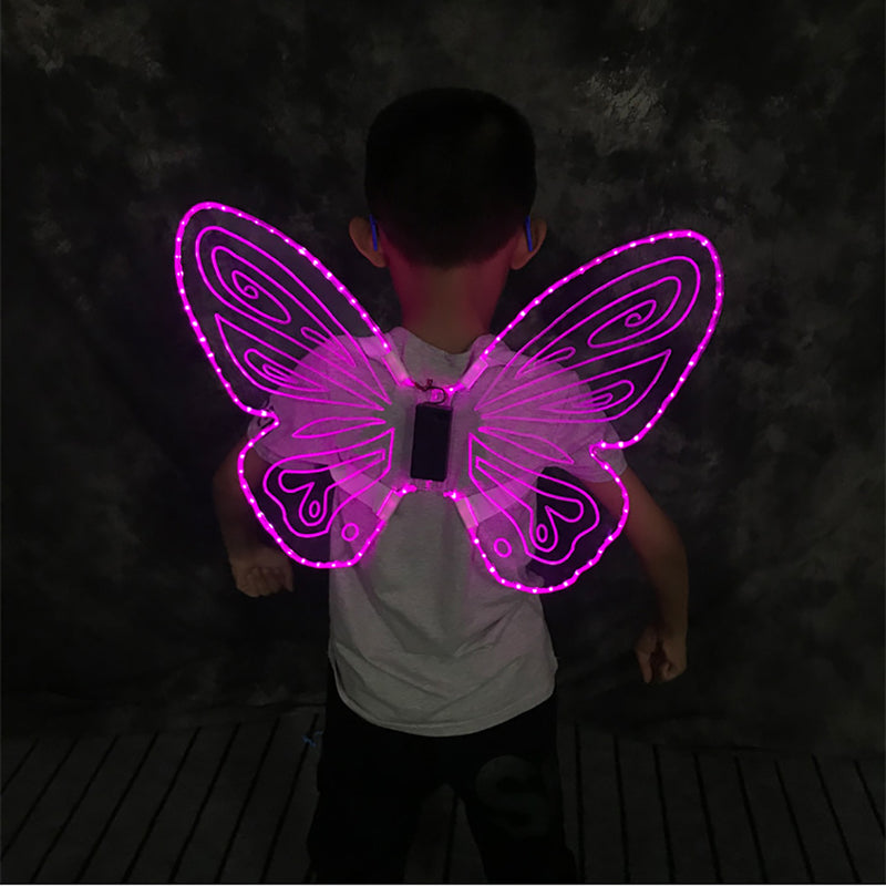 LED luminous butterfly disc wings rainbow angel wings children's princess stage cosplay photography performance props acrylic