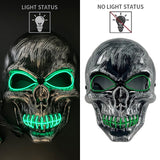 Halloween Ghost Face Mask Terror Sewing Mouth Skull Mask LED Luminous Mask Fluorescent Atmosphere Party Prop