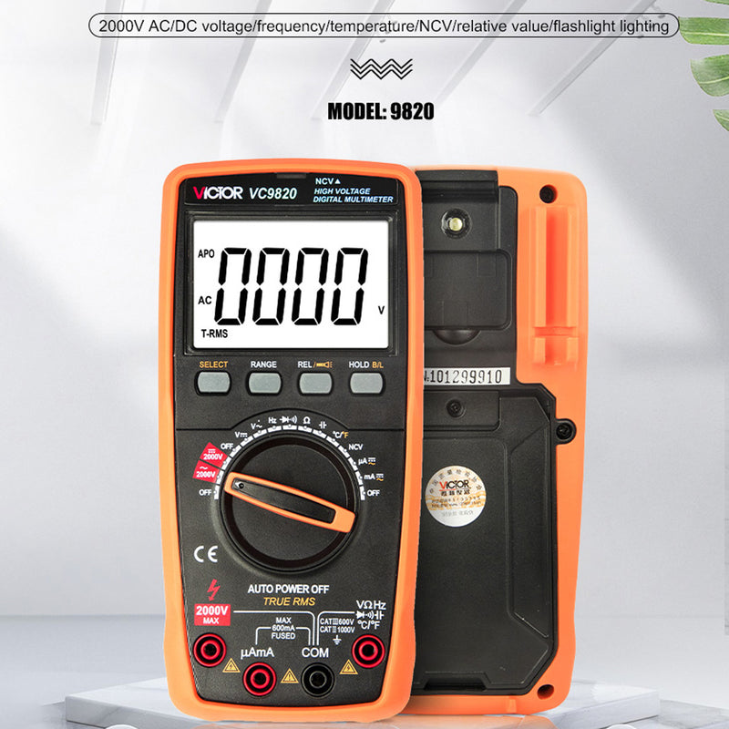 VICTOR new  VC9820 HIGH-VOLTAGE MULTIMETER 5999(3 5/6) bit display with backlight