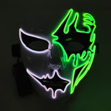 EL luminous line Halloween hand drawn horror thriller fluorescent mask dance dress up funny face funny atmosphere luminous mask