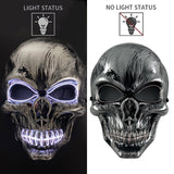 Halloween Ghost Face Mask Terror Sewing Mouth Skull Mask LED Luminous Mask Fluorescent Atmosphere Party Prop