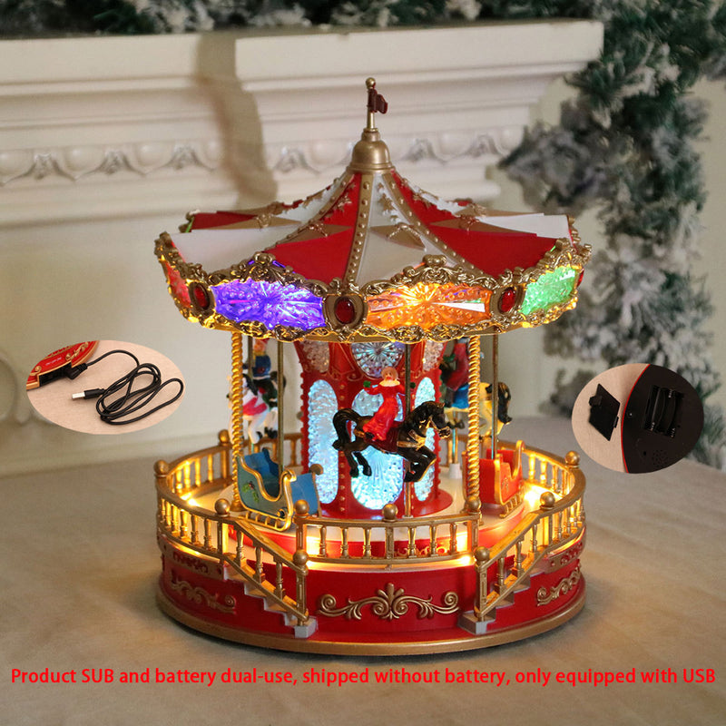 New Luminous Band Music Christmas Music Box Eight Music Box Carousel Family Party Gifts Gift Decorations