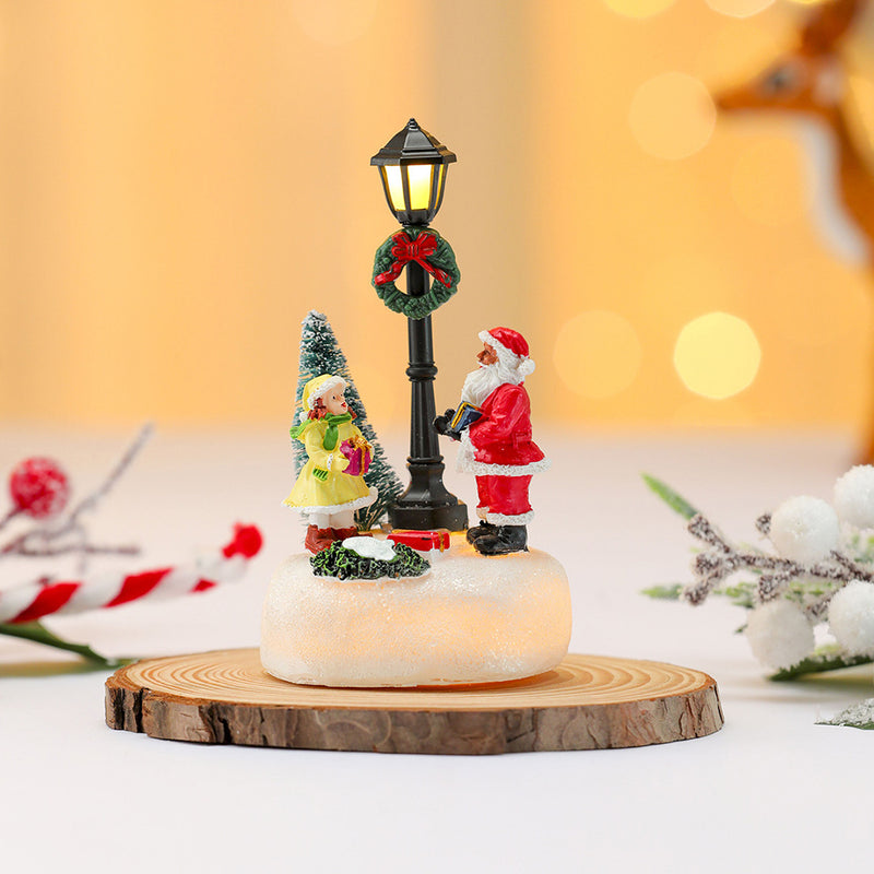 New luminous Christmas resin ornaments small houses Christmas decorations street lights ornaments Christmas gifts