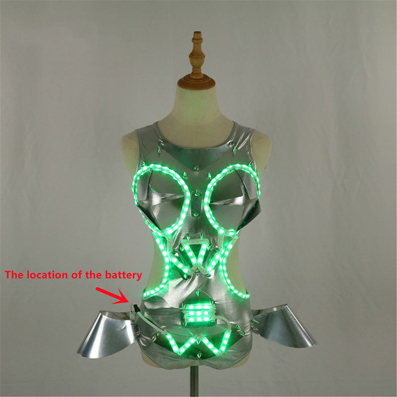 Women's LED Light Up Performance Costume, Sexy Luminous Outfit for Nightclub, Bar, DS, DJ Singer & Party