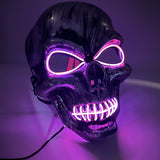 Halloween Ghost Face Mask Terror Sewing Mouth Skull Mask LED Luminous Mask Fluorescent Atmosphere Party Prop