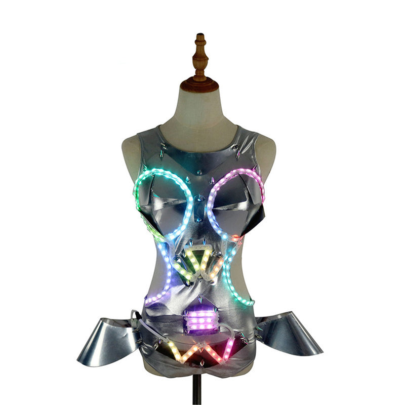 Women's LED Light Up Performance Costume, Sexy Luminous Outfit for Nightclub, Bar, DS, DJ Singer & Party