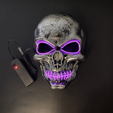 Halloween Ghost Face Mask Terror Sewing Mouth Skull Mask LED Luminous Mask Fluorescent Atmosphere Party Prop
