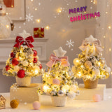 Christmas desktop, PVC Christmas tree with light, mini decorative flocking style, home restaurant holiday decoration