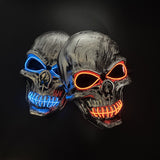 Halloween Ghost Face Mask Terror Sewing Mouth Skull Mask LED Luminous Mask Fluorescent Atmosphere Party Prop