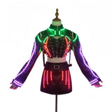 LED Glow Dance Dress Set for Women, Techwear Nightclub DJ Performance Outfit for Party & Stage Show