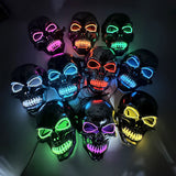 Halloween Ghost Face Mask Terror Sewing Mouth Skull Mask LED Luminous Mask Fluorescent Atmosphere Party Prop