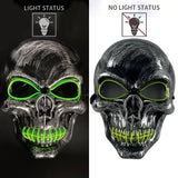 Halloween Ghost Face Mask Terror Sewing Mouth Skull Mask LED Luminous Mask Fluorescent Atmosphere Party Prop
