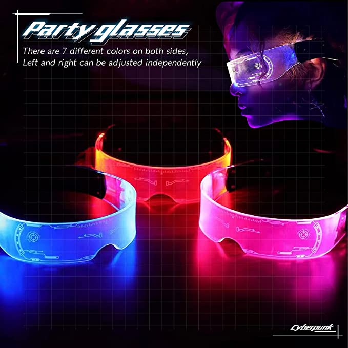 Ins Красочные светодиодные очки Киберпанк футуристический электронный солнцезащитный козырек 7 цветов с подсветкой DJ очки для вечеринок