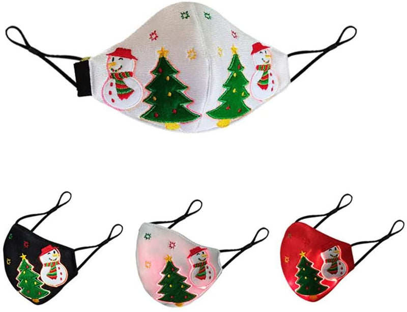 Christmas LED Glowing Masks, Light Up Mask USB Rechargeable LED Luminous Mask for Christmas Party Costume, Voice Activated Christmas Theme Mask, for Men,Women, Kids（3pcs） - Masktoy