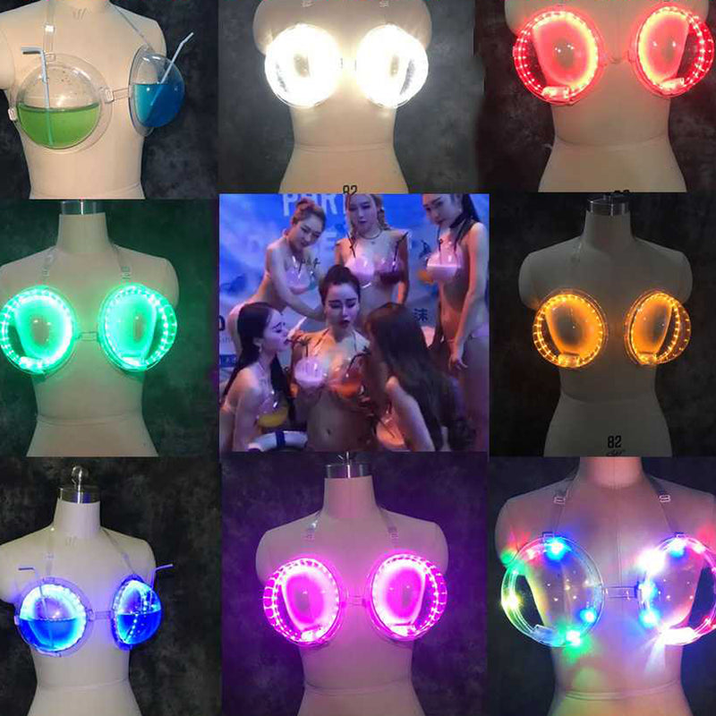 Sexy LED Light Up Wine Drink Bra for Women - Stunning LED Cocktail Bra for Nightlife and Parties
