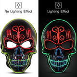 Halloween Horror Tricolor Skull Glowing Led El Wire Mask Light Up Theme Party Dress Decoration