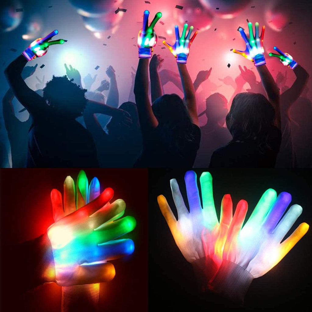 LED Glow Twinkle Warm Color Skull Gloves Family Party Supplies Finger Lights Toys