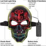 Halloween Horror Tricolor Skull Glowing Led El Wire Mask Light Up Theme Party Dress Decoration