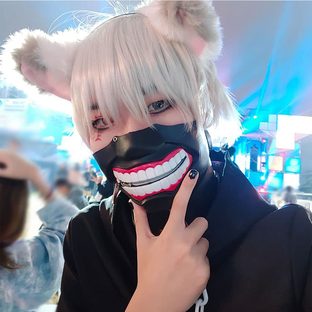 3D Tokyo Ghouls Kaneki Ken Leather Solid Perfect Cosplay Halloween Costume Mask Props