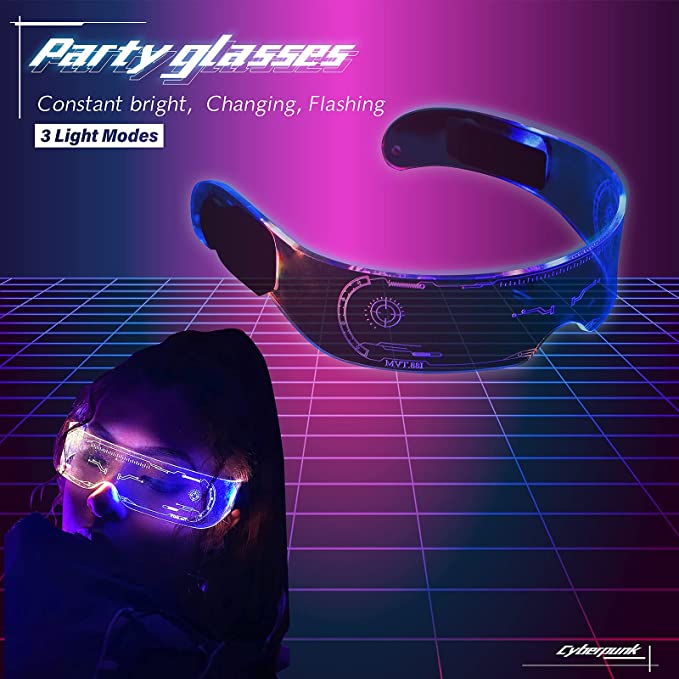 Light Up Glasses, Led Light Up Glasses, Cyberpunk Led Glasses, Futuristic  Glasses, 7 Colors, Dual Control, For Nightclub Party, Halloween, Bar, Dj,  Co
