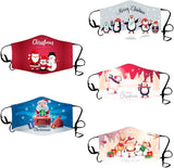 Adult Christmas mask washable men and women funny cute Santa Claus printing mask can be placed filter outdoor bicycle protection headscarf 5pcs - Masktoy