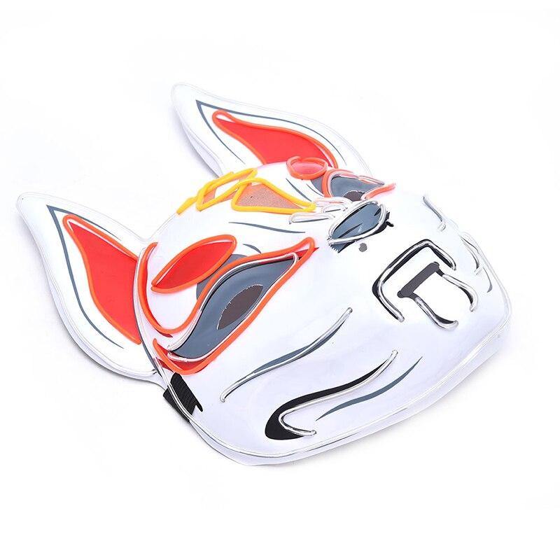 Anime Decor Japanese Fox Mask Neon Led Light Cosplay Mask Halloween Party Rave Led Mask - Masktoy