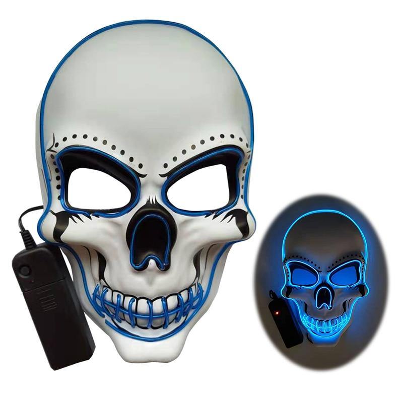 Halloween Skeleton Mask LED Glow Scary EL-Wire Mask Light Up  Festival Cosplay Costume Supplies Party Mask mardi gras - Masktoy