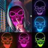 Halloween Skeleton Mask LED Glow Scary EL-Wire Mask Light Up  Festival Cosplay Costume Supplies Party Mask mardi gras - Masktoy
