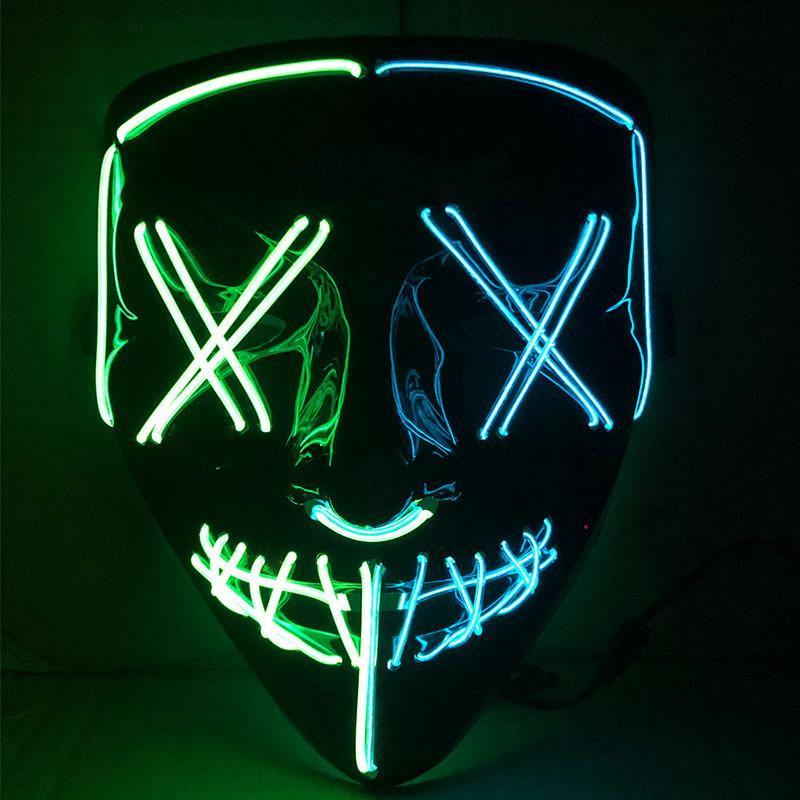 Halloween Light Up Mask LED V Mask EL Wire Scary Mask for Halloween Festival Party ,Masquerade Cosplay Light Up Face Mask for Men Women Kids - Masktoy